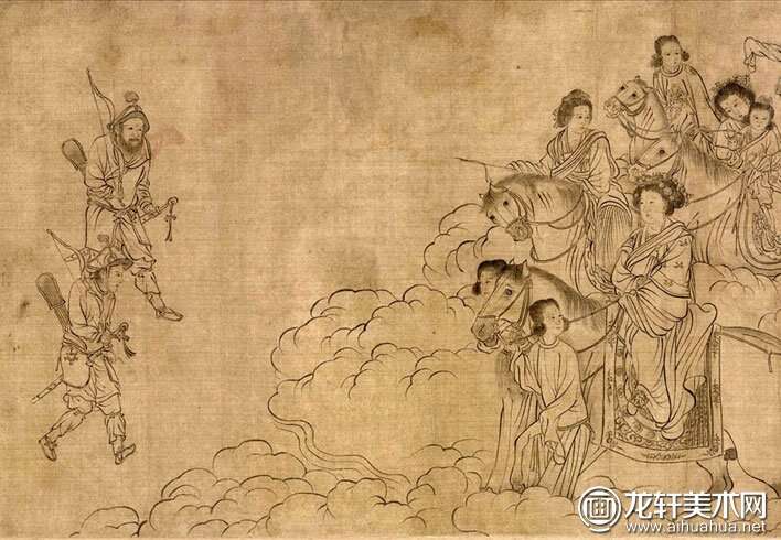 宋代李公麟《西岳降灵图卷》白描人物长卷（第十一段）高清大图