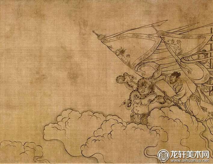 宋代李公麟《西岳降灵图卷》白描人物长卷（第六段）高清大图