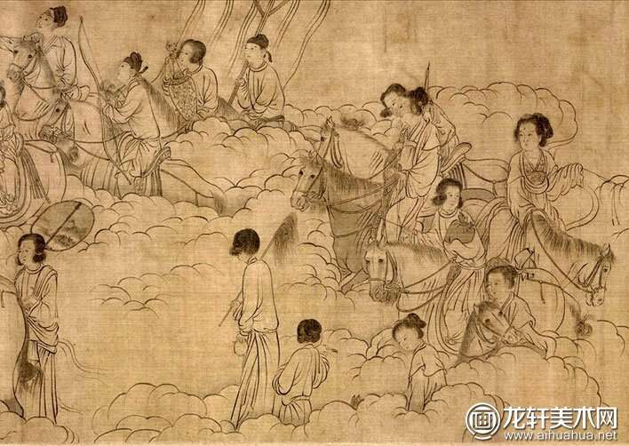 宋代李公麟《西岳降灵图卷》白描人物长卷（第十段）高清大图