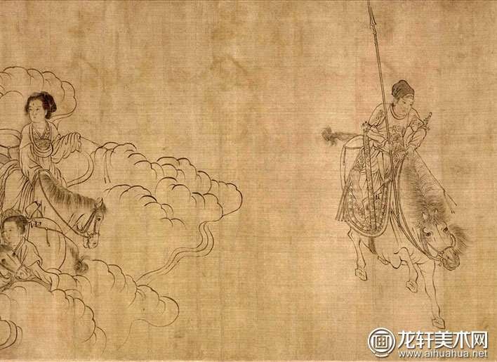 宋代李公麟《西岳降灵图卷》白描人物长卷（第九段）高清大图